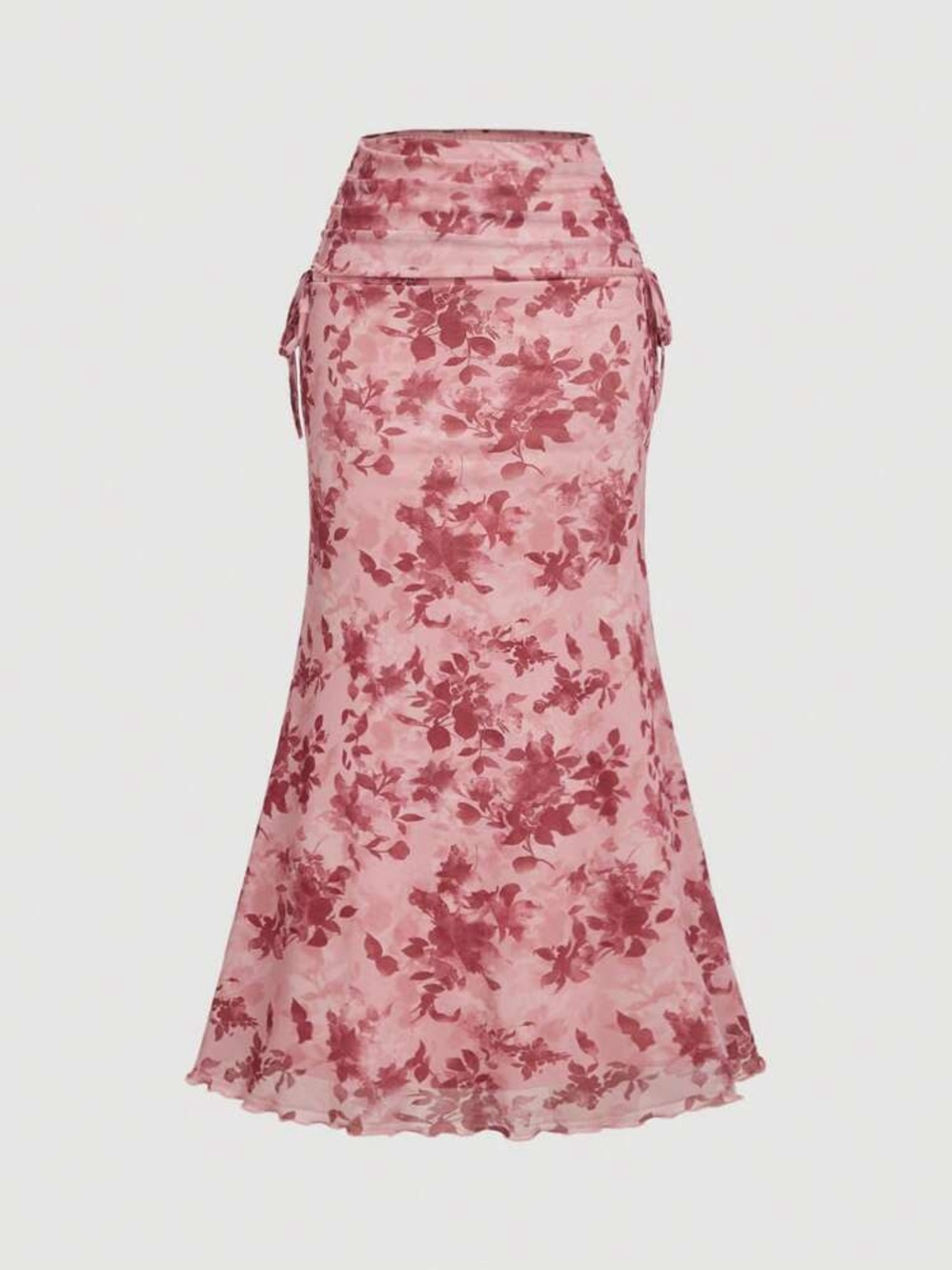SHEIN Curve High Waist Pink Floral Midi Skirt Size 20